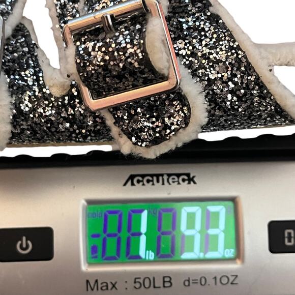 DV Dolce Vita Sparkle Sherpa Two Strap Sandals Womens 6.5 Footbed Comfort Silver - Picture 9 of 9